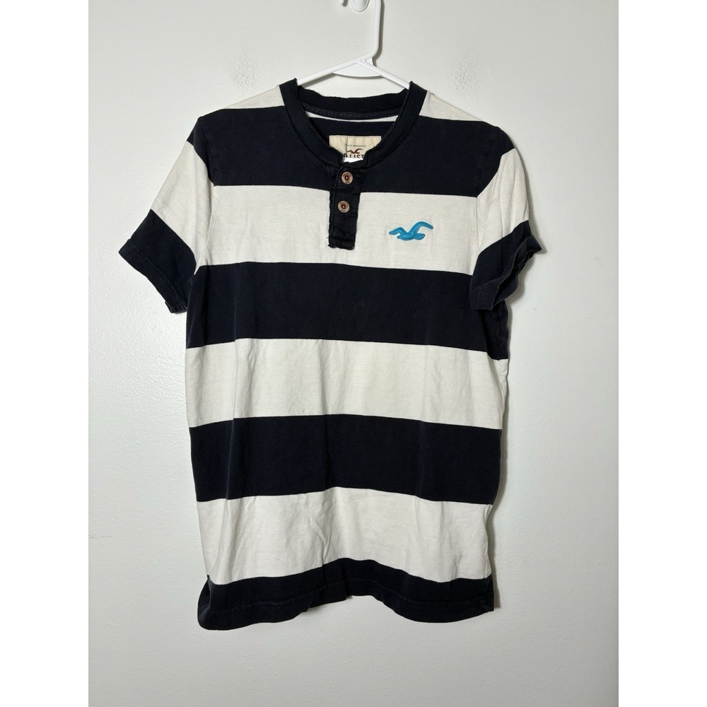 Vintage Y2K Hollister Men's Short Sleeve Striped Polo Shirt Sz Large Preppy